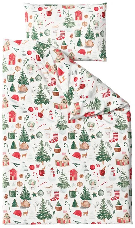 PrzytulneMieszkanie.pl PrzytulneMieszkanie.pl Bawełniana pościel MAGIC CHRISTMAS biała Rozmiar pościeli: 70 x 90 cm | 140 x 220 cm