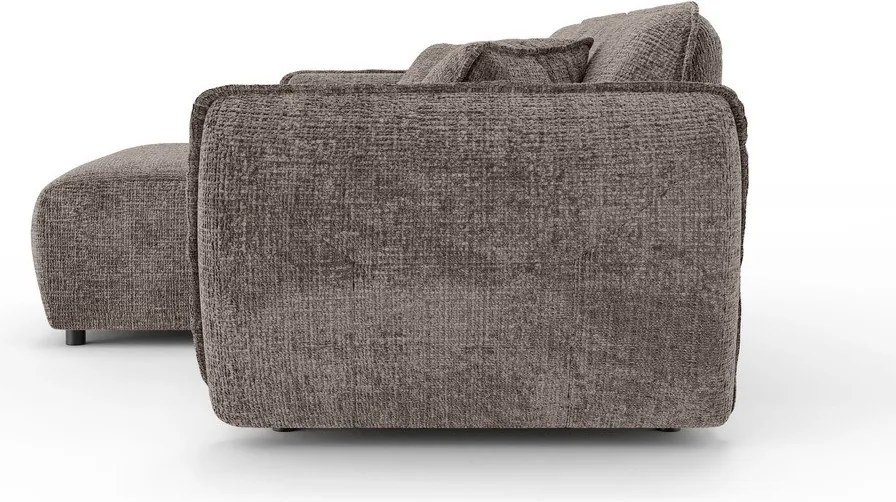 Szarobrązowy narożnik z tkaniny szenilowej (lewostronny/z szezlongiem) Nelia – Ropez