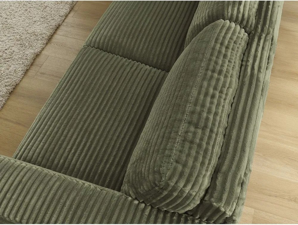 Zielona sztruksowa rozkładana sofa do spania 220 cm Hugo – Bobochic Paris