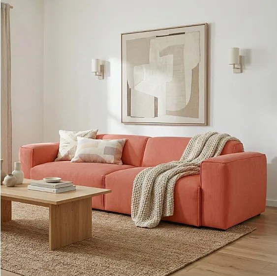 HUNZA – sofa 3-osobowa z funkcją spania 152x202 cm, tkanina Fjord 56 różowa