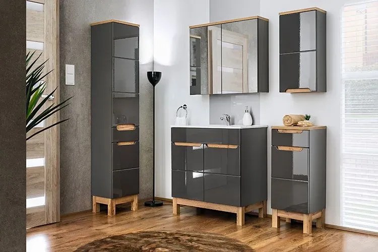 Półsłupek łazienkowy lakierowany - Dixi 4X grafit połysk
