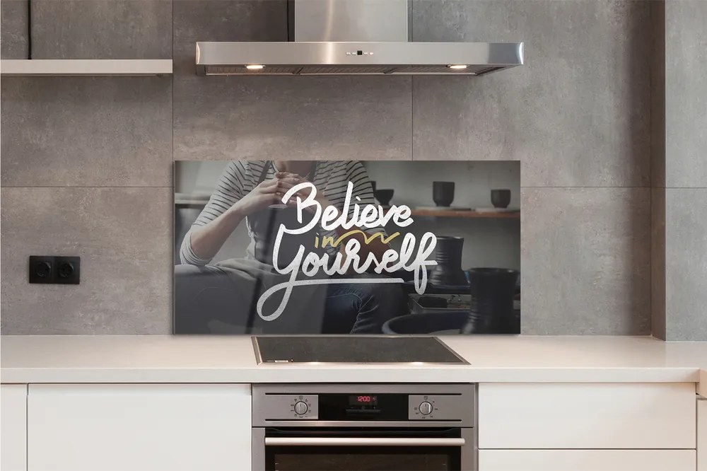 Szklany Panel Człowiek i Napis