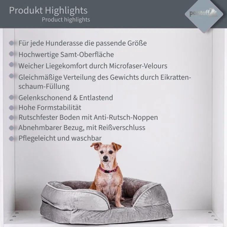 Legowisko dla psa rozmiar L, jasnoszare, 106 x 80 x 18 cm