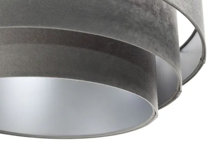 Szaro-srebrna lampa wisząca welurowa - S439 Bahama 14X