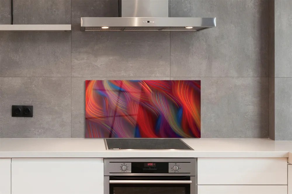 Panel szklany do Kuchni Barwne Pasy Fraktalne