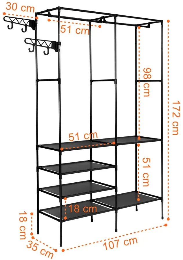 Stelażowa Garderoba Na Ubrania Z Półkami Z0-S80