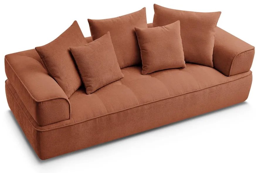 Sofa z tkaniny szenilowej w kolorze terakoty 237 cm Whesley – Bobochic Paris