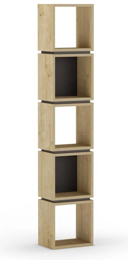 Czarny regał w dekorze dębu 32x167 cm Lofty – Marckeric