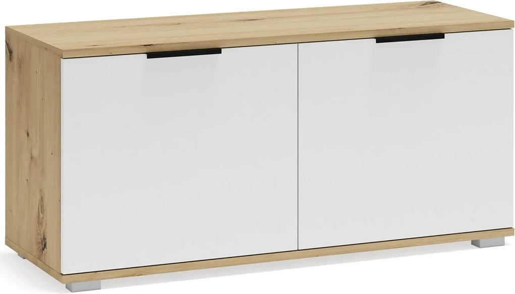 Szafka minimalistyczna na buty dąb artisan + biały T0-N11