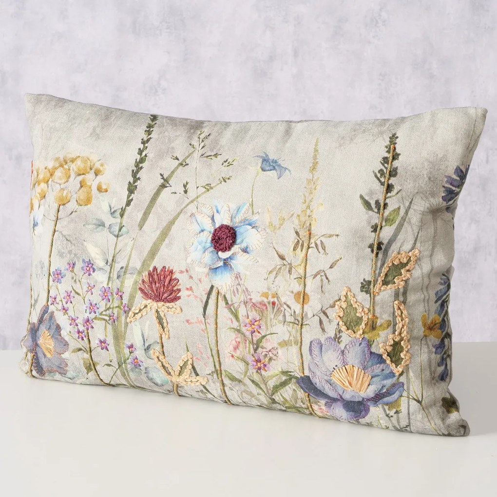 Poduszka dekoracyjna BLOMSTER, kwietny wzór, 100% bawełna