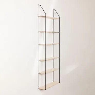 Półka Ścienna ↔︎ 65 Cm Z Drewna I Stali Arison Regał 6 Półkowy - Sklum