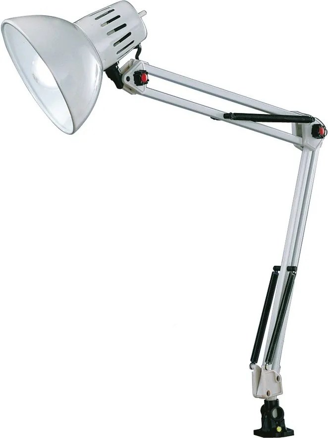 Biała lampa stołowa z elastyczną konstrukcją/z klipsem (wysokość 73,5 cm) Tajo – Trio