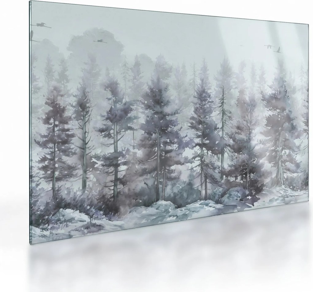 Obraz na szkle - Pine forest II, aquarel (70x50 cm)