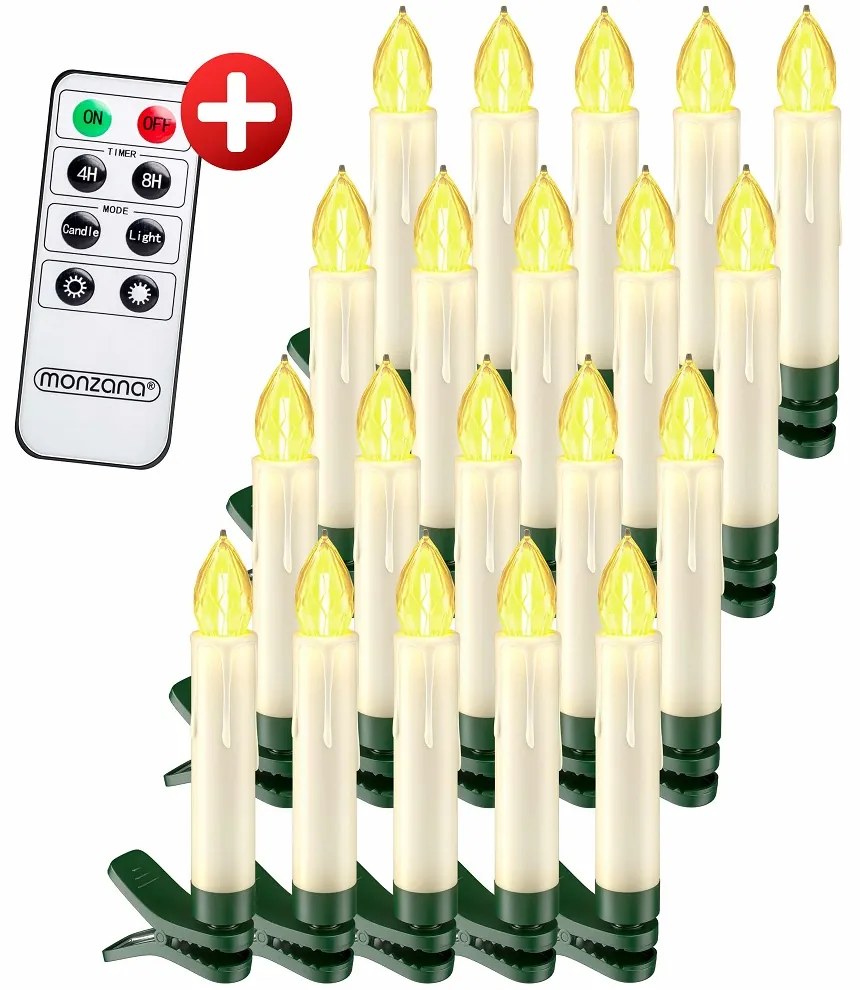 Monzana Świece na choinkę CANDLE, 20 sztuk, 10,5cm, ciepła biała