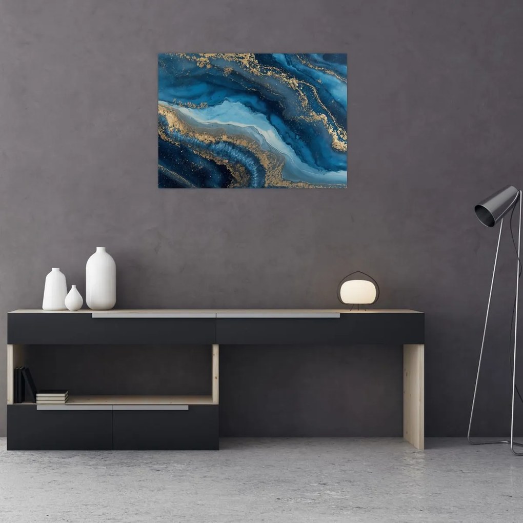 Obraz - Niebieska marmurowa abstrakcja (70x50 cm)