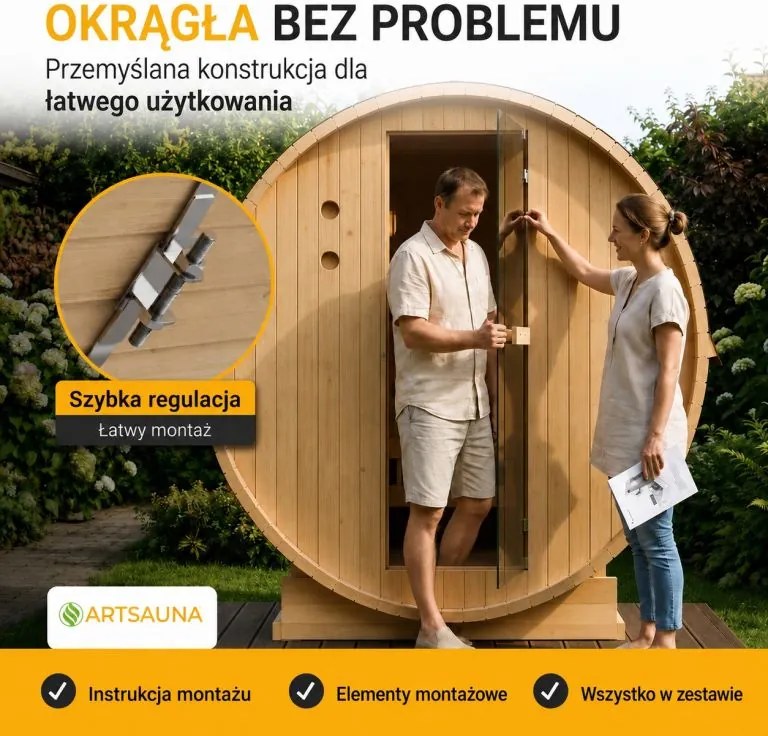 Fińska sauna beczkowa Ø 190 × 180 cm