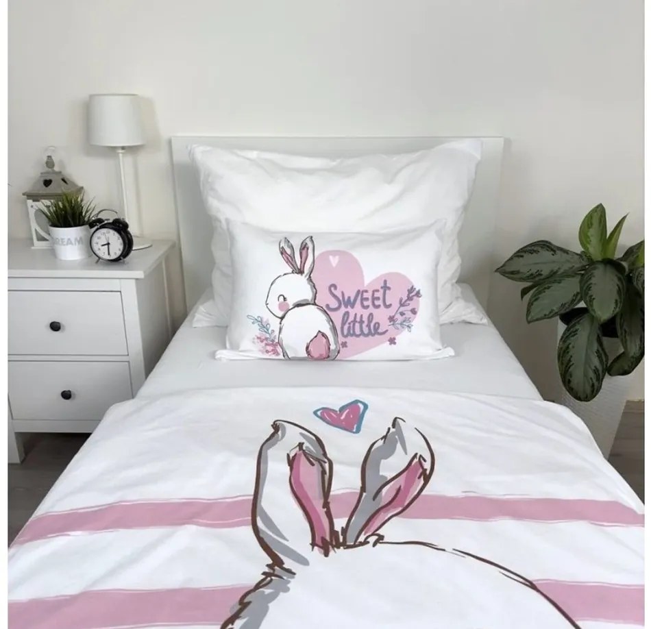 PrzytulneMieszkanie.pl PrzytulneMieszkanie.pl Bawełniana pościel do łóżeczka BUNNY SWEET biała Rozmiar pościeli: 40 x 60 cm | 100 x 135 cm