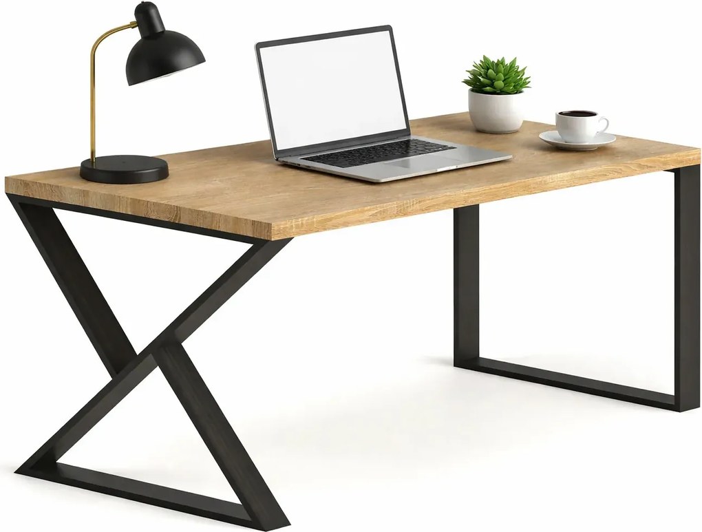 Drewniane biurko na stalowych nogach 170x80 E1-H04