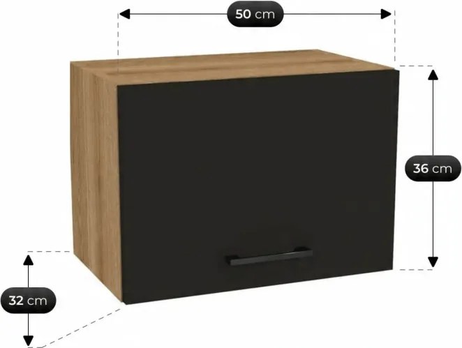 Zestaw Mebli Kuchennych MODERN 170 cm Dąb Evoke/Czarny Loftowy