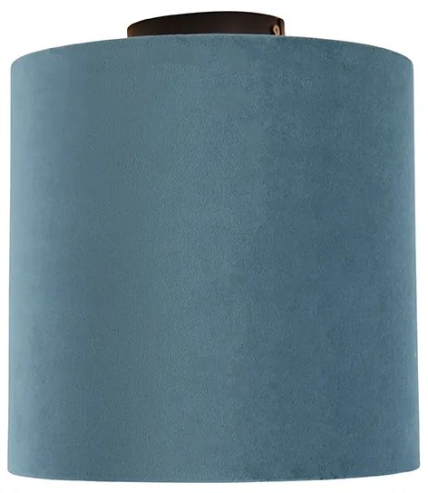 Lampa sufitowa z niebieskim aksamitnym kloszem ze złotem 25 cm - Combi Black klasyczny/Antyczny Oswietlenie wewnetrzne