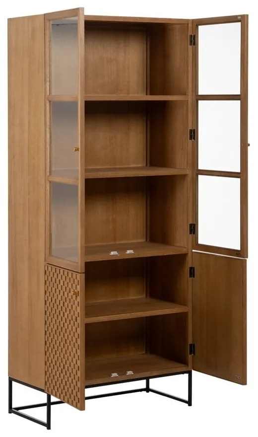 Witryna w dekorze jesionu w naturalnym kolorze 84,5x198 cm – Ixia