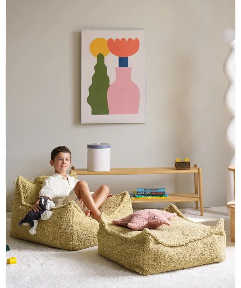 Zielony dziecięcy worek do siedzenia z materiału bouclé Chair – Wigiwama