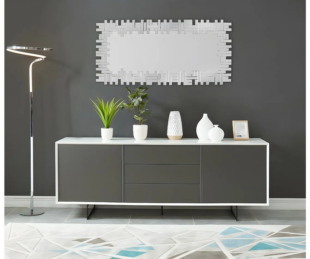 Lustro ścienne LOLA 120 × 2 × 57 cm – stal nierdzewna i MDF – kolor srebrny