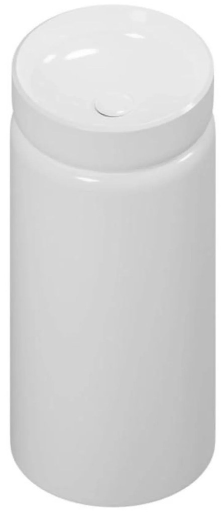 Umywalka z konglomeratu wolnostojąca okrągła biała błyszcząca 85 x 40 cm RONA White GLOW bez przelewu : Podłączenie syfonu - Do podłogi