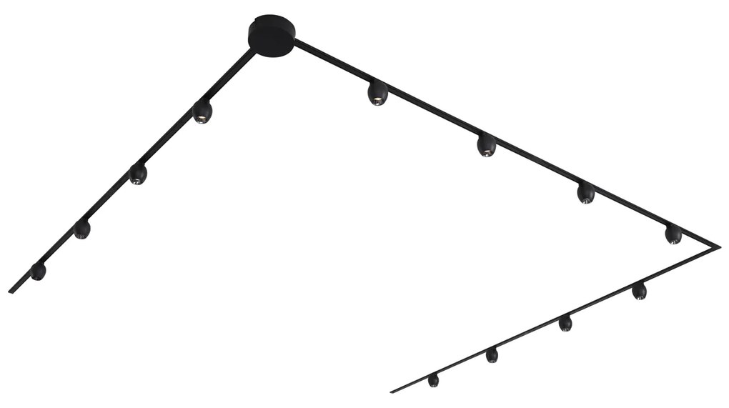 Nowoczesny system oświetlenia szynowego z 12 czarnymi reflektorami jednofazowymi - Magnetic Zagaye
