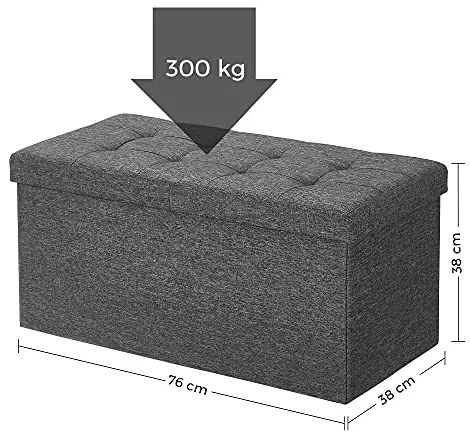 Taboretka z miejscem do przechowywania OTO, 76x38x38cm, antracyt SongmicsHome