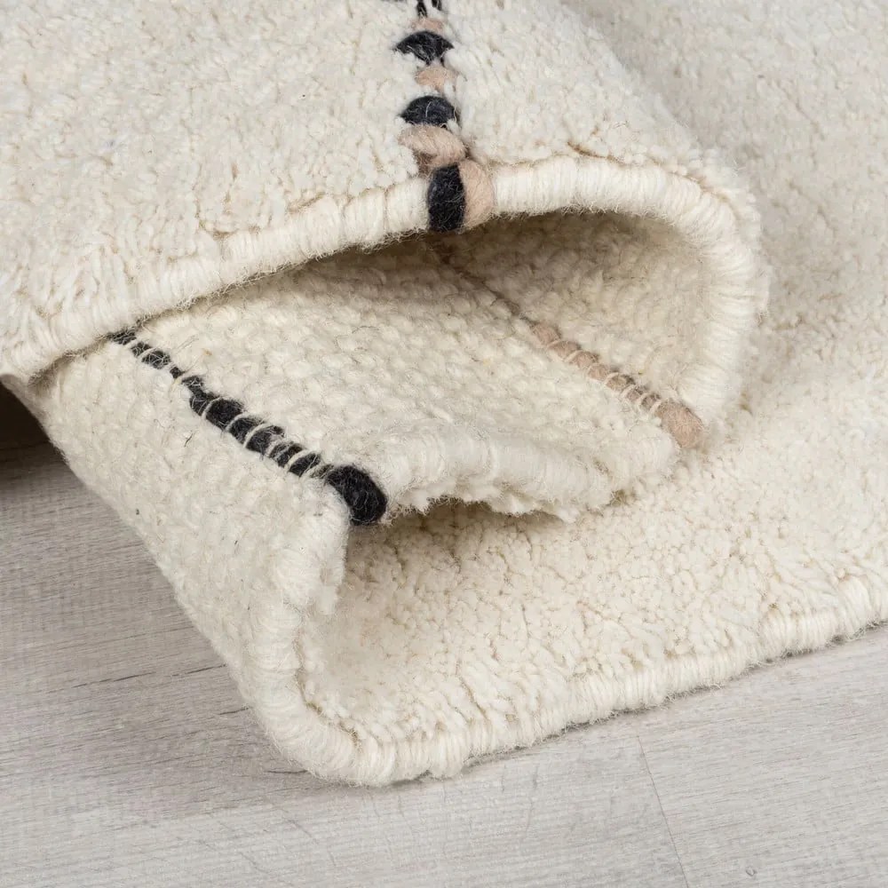 Kremowy wełniany dywan tkany ręcznie 120x170 cm Dottie Linear – Flair Rugs