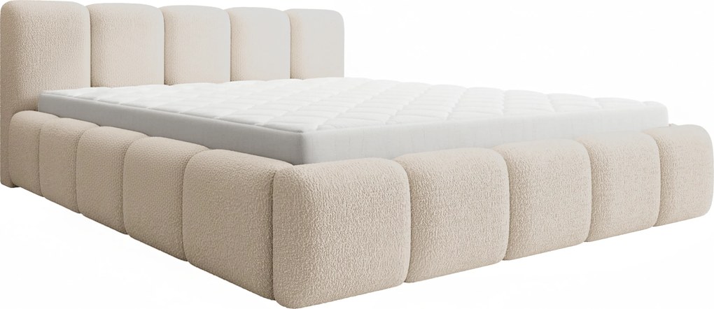 Łóżko tapicerowane Tesia 160x200 z pojemnikiem - beżowa bukla Quelle 03
