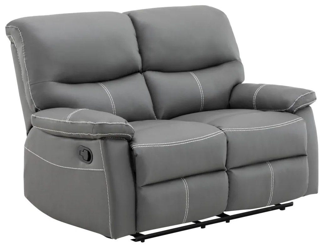 Kanapa 2-osobowa z funkcją relax z ekoskóry w kolorze szarym CANBY