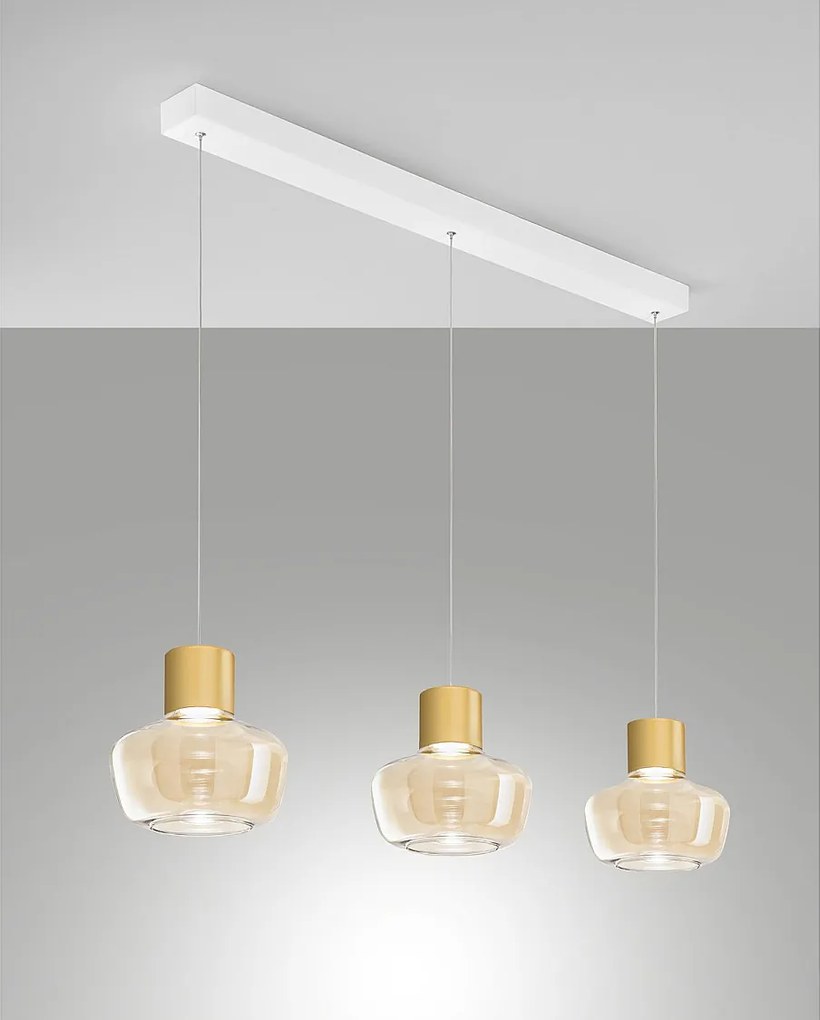 Lampa wisząca LED Kino 36W 3900lm 3000K, ściemnialna, metalowa rama i koniakowe szkło borokrzemianowe - IP20 klasa 1