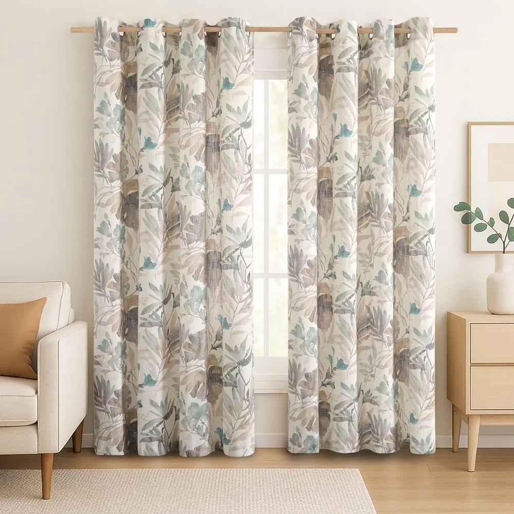 Kremowa/szaroniebieska zasłona 135x250 cm Celesta – Restilo