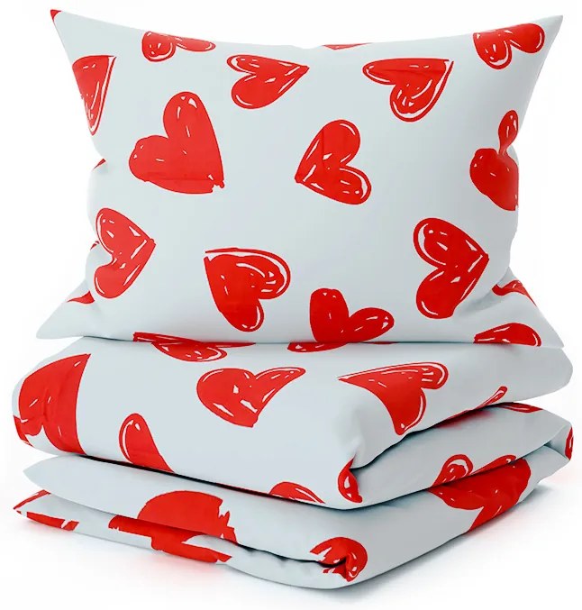 PrzytulneMieszkanie.pl PrzytulneMieszkanie.pl Bawełniana pościel WARM HEART jasnoniebieska Rozmiar pościeli: 2 szt 70 x 90 cm | 200 x 220 cm