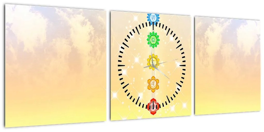 Obraz - Czakry (z zegarem) (90x30 cm)