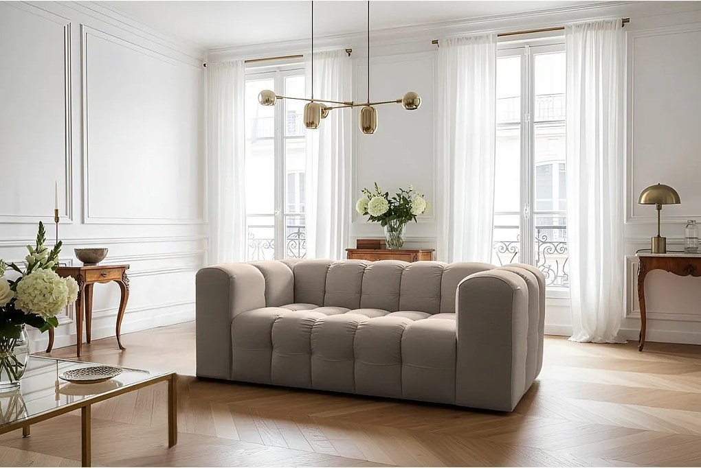 Sofa Baloo, 2-osobowa, do salonu, tkanina Tiffany, taupe