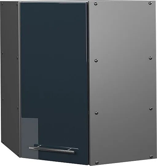 Szafka wisząca narożna ciemnoniebieski wysoki połysk 57x34.1x72 fame-line