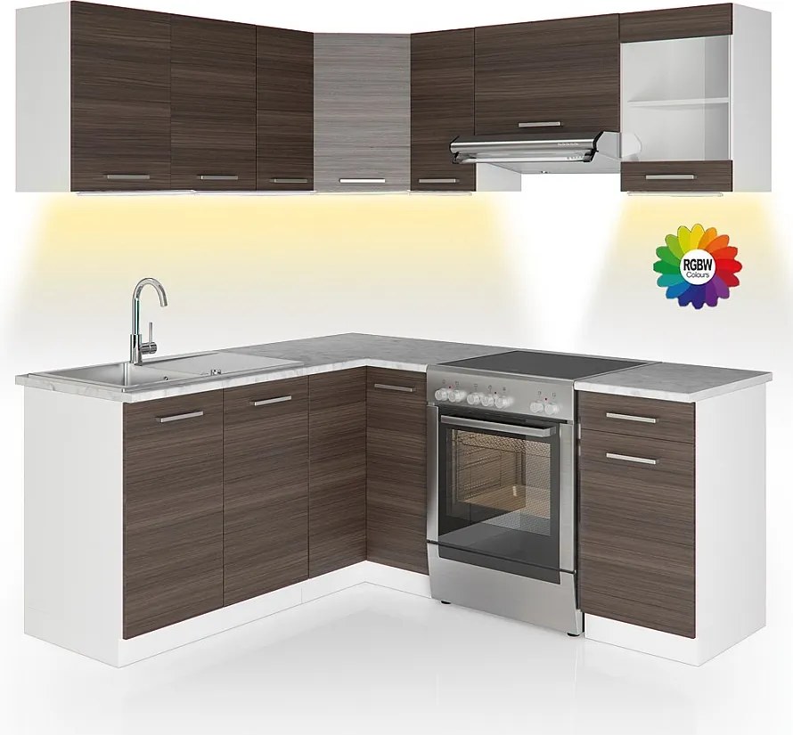 Kuchnia narożna szlachetny szary/biały 187x60x81.6 rick