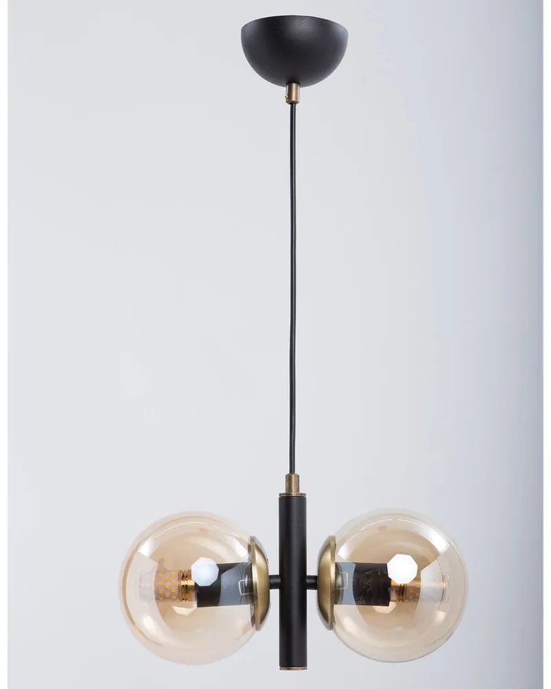 Lampa wisząca w czarno-żółtym kolorze ze szklanym kloszem Monera – Squid Lighting
