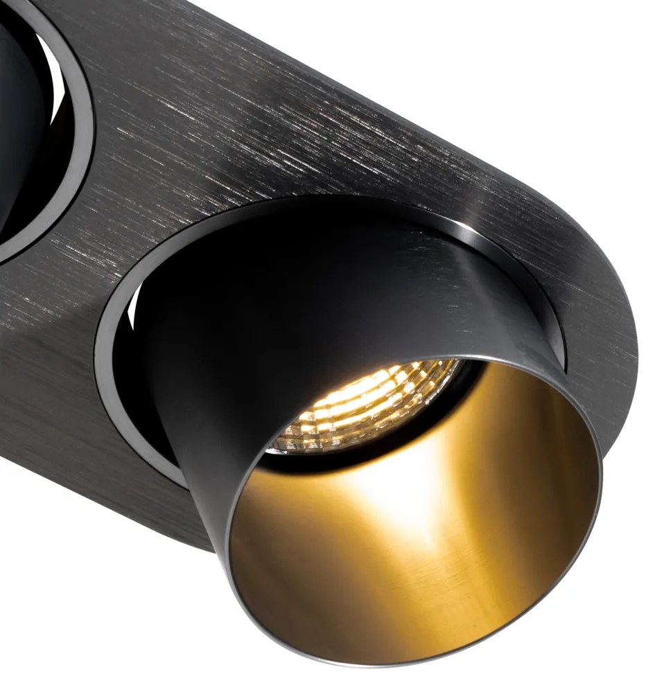 Set van 6 inbouwspots gunmetal GU10 70mm kantelbaar 2-lichts - Installa Nowoczesny Oswietlenie wewnetrzne