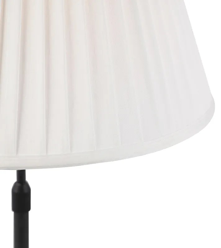 Lampa stołowa czarna z plisowanym abażurem kremowym 35 cm regulowana - ParteWiejski/ Rustykalny / Vintage Oswietlenie wewnetrzne
