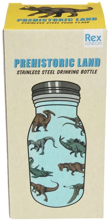 Jasnoniebieska butelka dla dzieci ze stali nierdzewnej 250 ml Prehistoric Land – Rex London