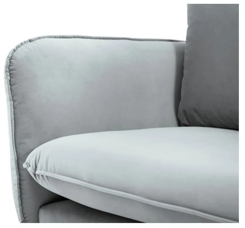 Jasnoszara aksamitna sofa Cosmopolitan Design Vienna, 200 cm