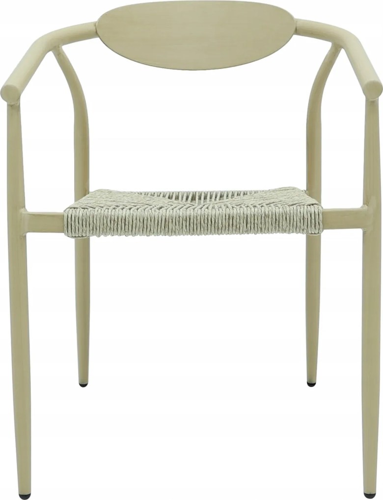 Krzesło Ogrodowe Beżowe 56x61x74,5 cm Plecione Naturalne Sznurki Nowoczesne