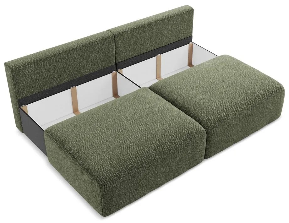 Zielona rozkładana/ze schowkiem sofa 216 cm Kalena – Makamii