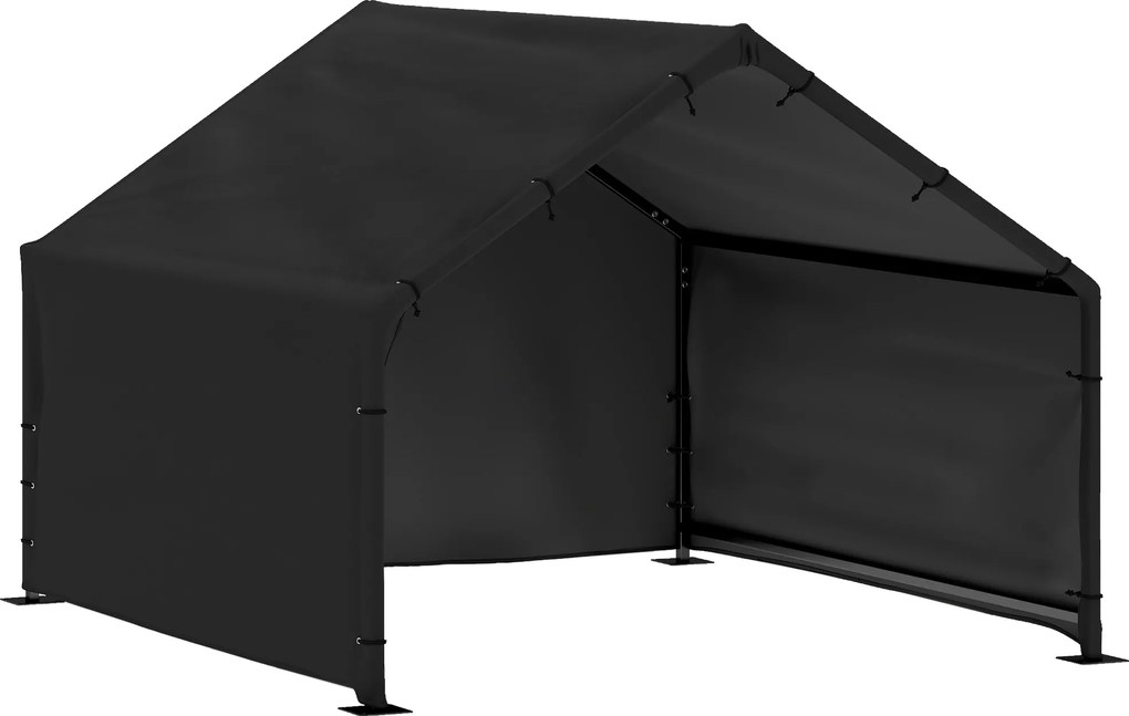 PawHut Buda dla psa z wodoodpornym i UV odpornym dachem dla psów do 30 kg, 125 x 110 x 93 cm, czarna | Aosom PL