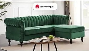 Kanapa narożna dwustronna z weluru butelkowa zieleń – TRUMBO