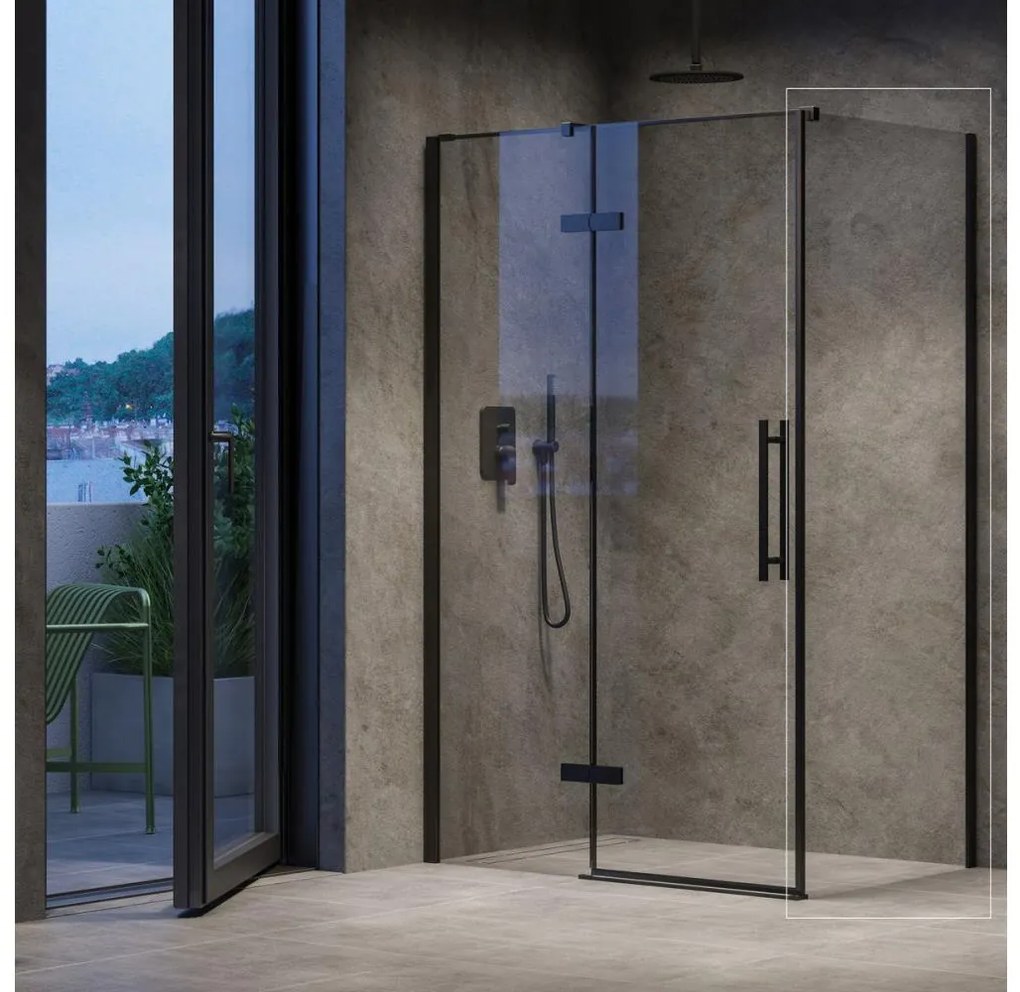 Ravak X9VV40300Z1 - Stała ścianka prysznicowa COOL 80x195 cm czarna